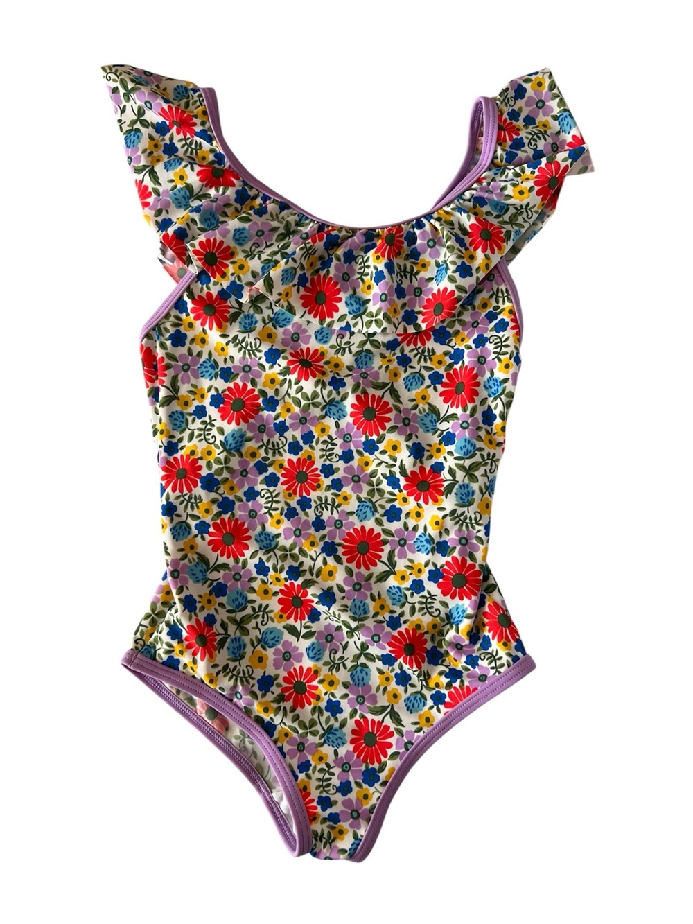 Mini Boden Floral Ruffle One-Piece Swimsuit